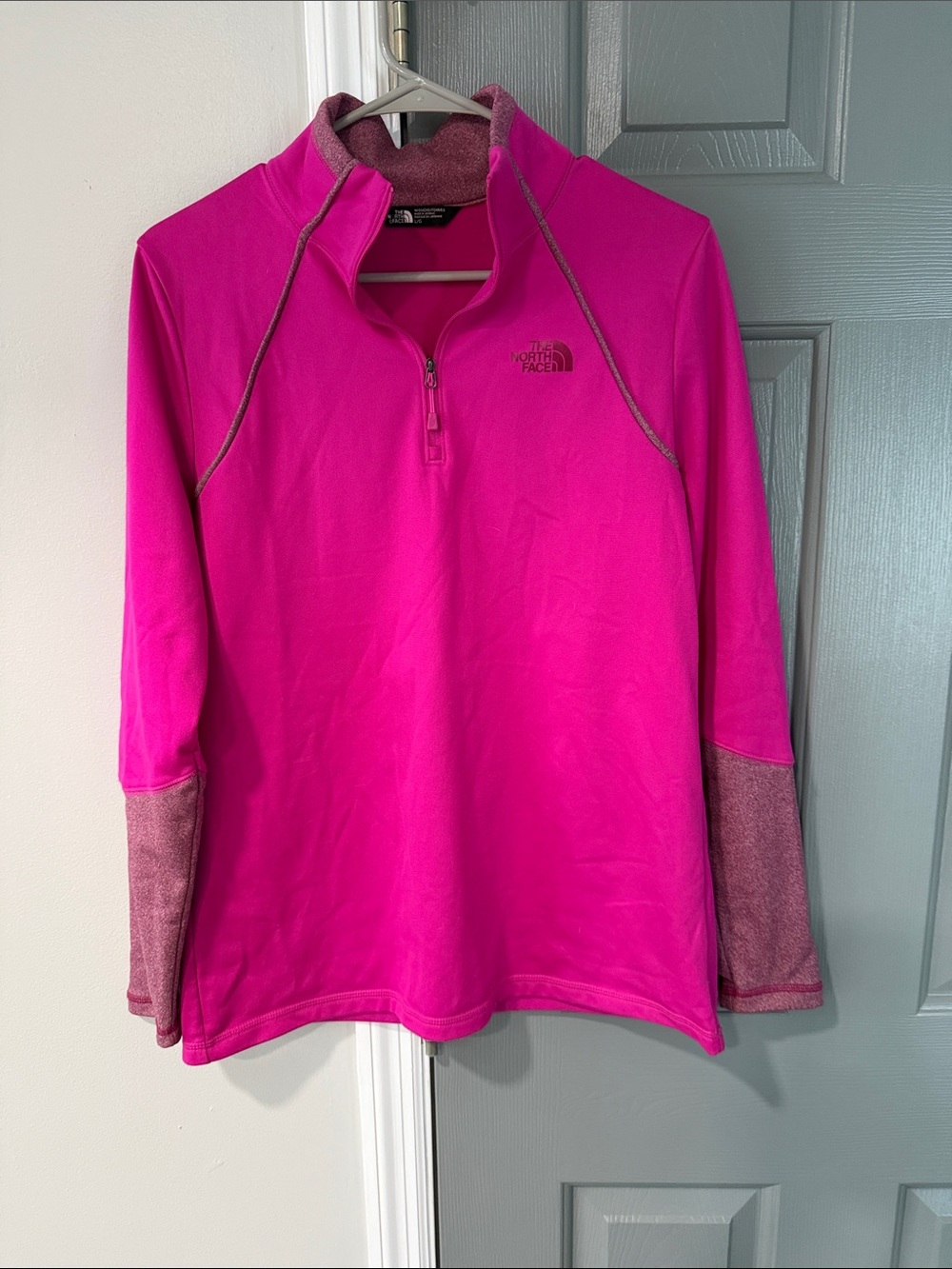The North Face Hot Pink Quarter-Zip Fleece with Heathered Rose Accents